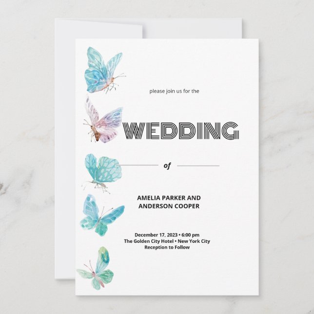 Butterfly Wedding Invitation (Front)