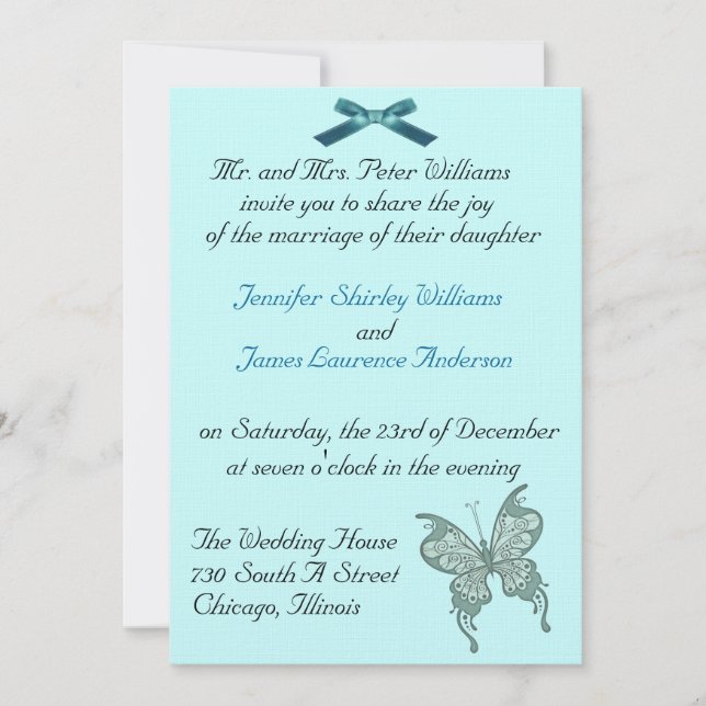 Butterfly Wedding Invitation (Front)