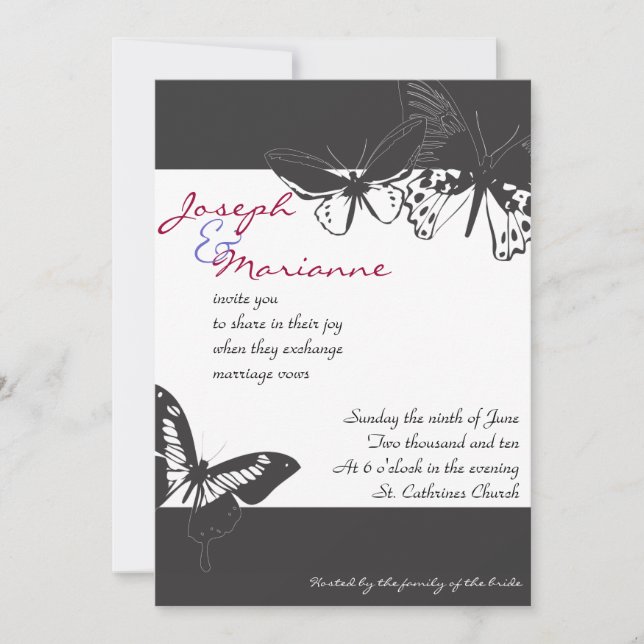 Butterfly Wedding Invitation Invite Engagement (Front)