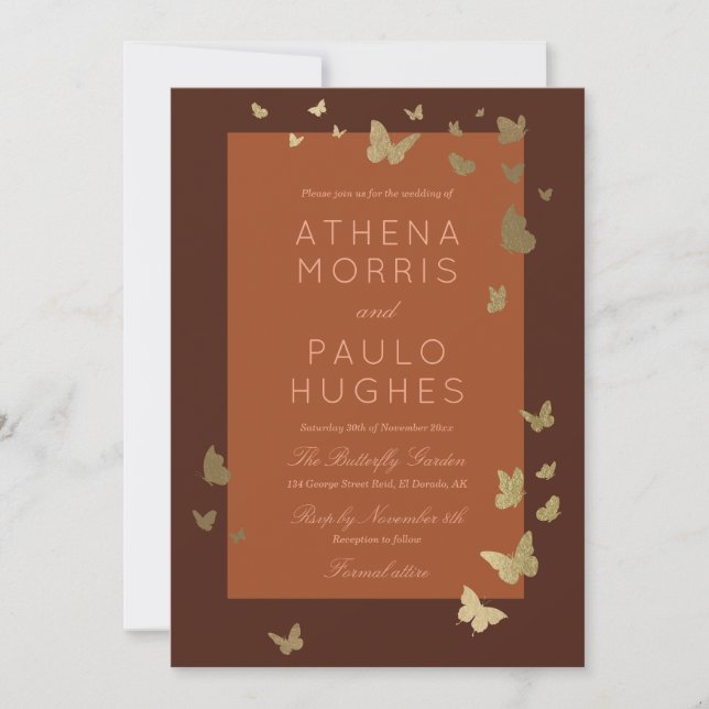 Butterfly Wedding Invitation Terracotta Fall (Front)