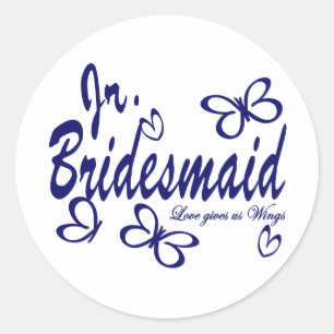 Butterfly Wedding/Jr.Bridesmaid Classic Round Sticker