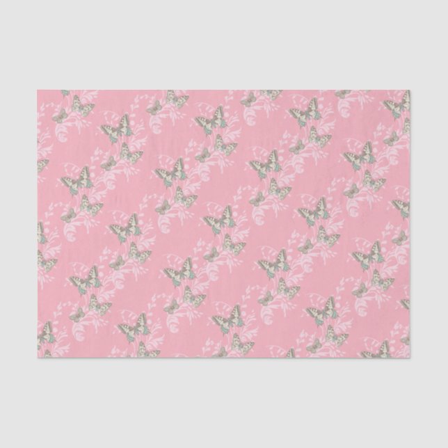 Butterfly wedding occasion pink gift tissue paper (Front)
