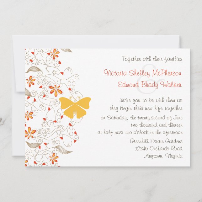 Butterfly Whimsy Wedding Invitation (Front)