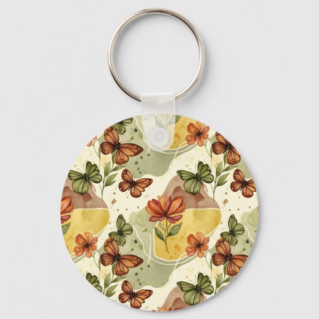 Butterfly Whispers in Earth Tones Key Ring (Front)