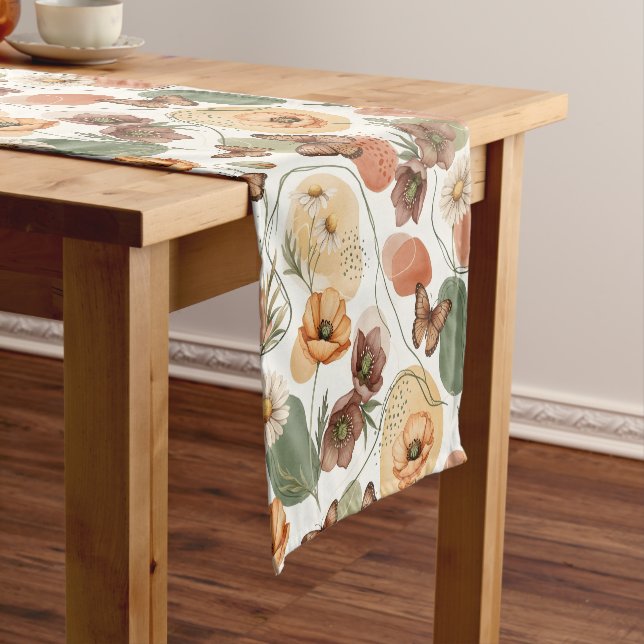 Butterfly Whispers in Earth Tones Short Table Runner (In Situ)