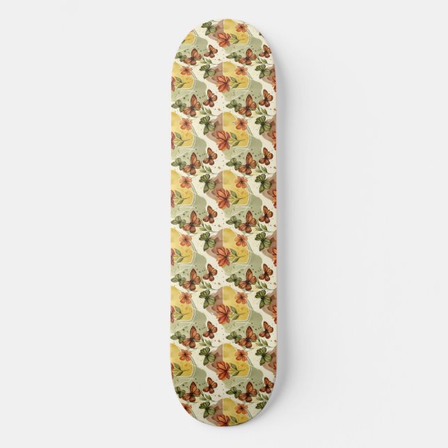 Butterfly Whispers in Earth Tones Skateboard (Front)