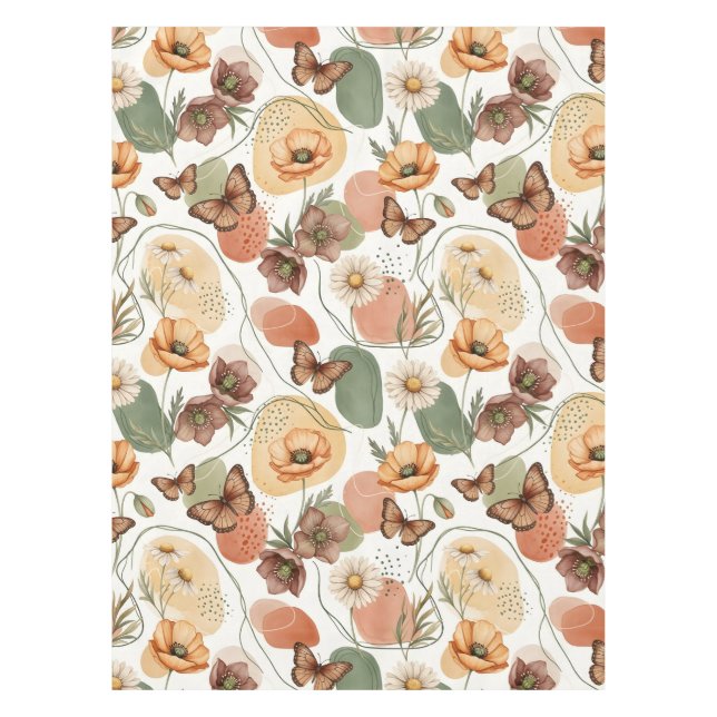 Butterfly Whispers in Earth Tones Tablecloth (Front)