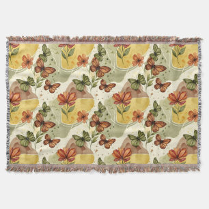 Butterfly Whispers in Earth Tones Throw Blanket
