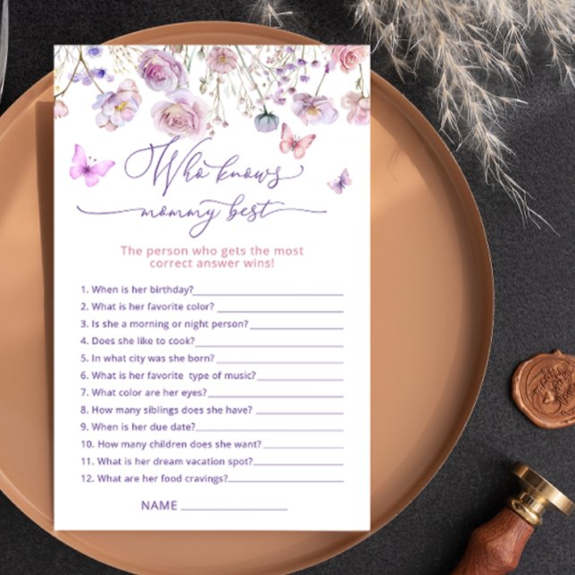 Butterfly Who Knows Mummy Best Baby Shower Game (Creator Uploaded)