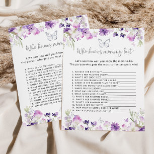 Butterfly Who knows mummy best baby shower game