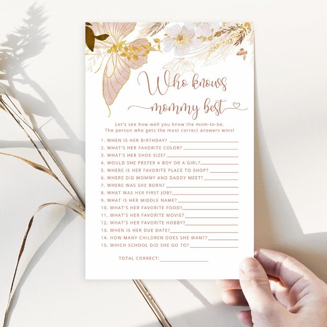 Butterfly Who knows mummy best baby shower game (Creator Uploaded)