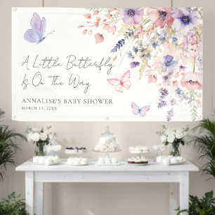 Butterfly Wildflower Baby Shower Banner