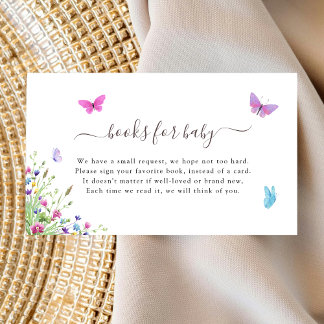 Butterfly Wildflower Baby Shower Book Request Enclosure Card