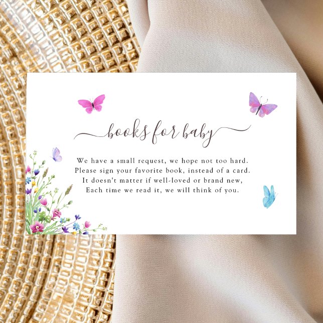 Butterfly Wildflower Baby Shower Book Request Enclosure Card (Creator Uploaded)