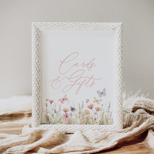 Butterfly Wildflower Baby Shower Cards and Gifts Poster