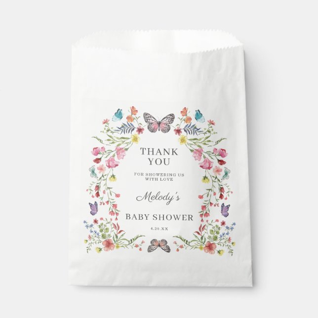 Butterfly Wildflower Baby Shower Favour Bags (Front)