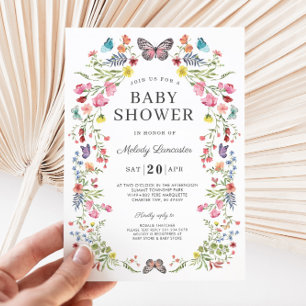 Butterfly Wildflower Baby Shower Invitation