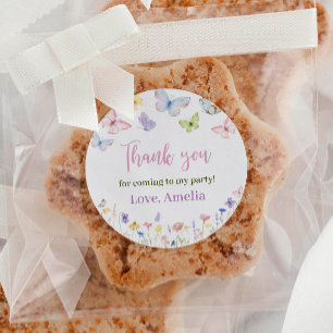 Butterfly Wildflower Birthday Sticker Labels
