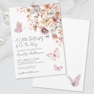 Butterfly Wildflower Boho Baby Shower Invitation