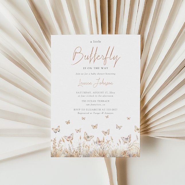 Butterfly Wildflower Boho Girl Baby Shower Invitation (Creator Uploaded)