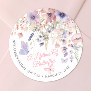 Butterfly Wildflower Bridal Shower Classic Round Sticker