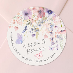 Butterfly Wildflower Bridal Shower Classic Round Sticker
