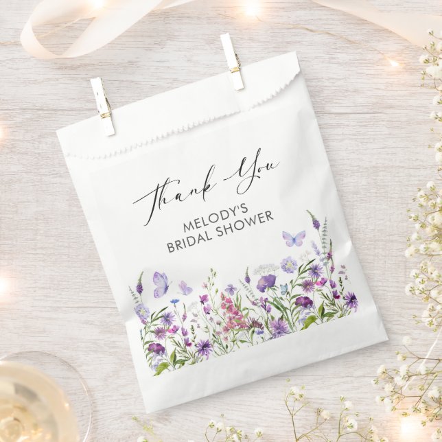 Butterfly Wildflower Bridal Shower Favour Bags (Clipped)