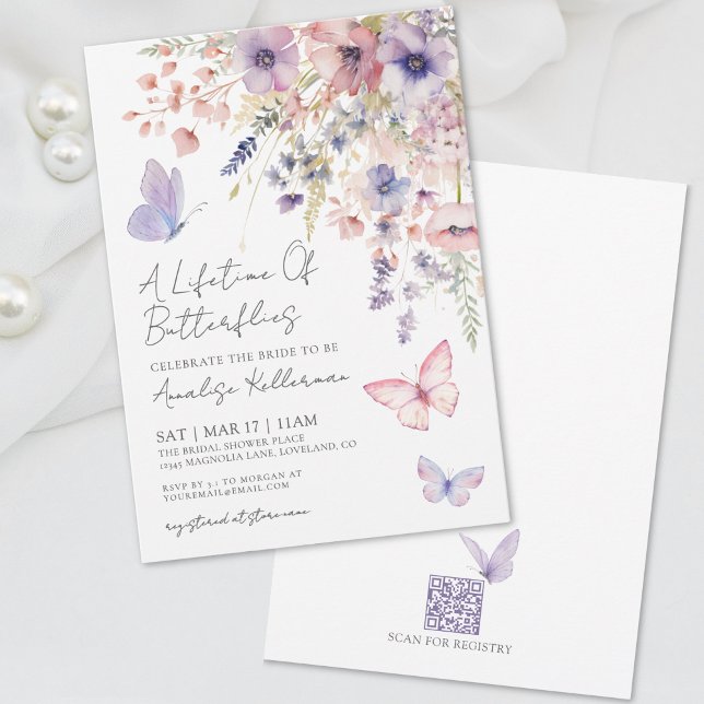 Butterfly Wildflower Bridal Shower Invitation (Butterfly Wildflower Bridal Shower Invitation)