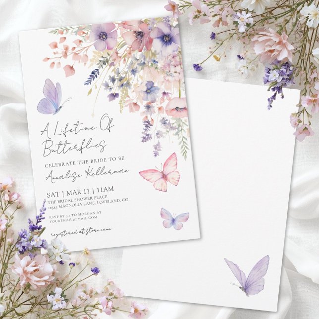 Butterfly Wildflower Bridal Shower Invitation (Butterfly Wildflower Bridal Shower Invitation)