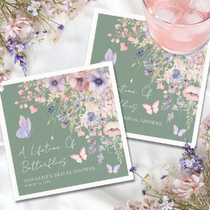 Butterfly Wildflower Bridal Shower Napkin