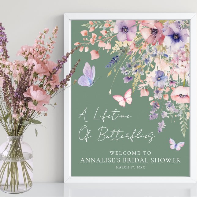 Butterfly Wildflower Bridal Shower Poster (Butterfly Wildflower Bridal Shower Poster )