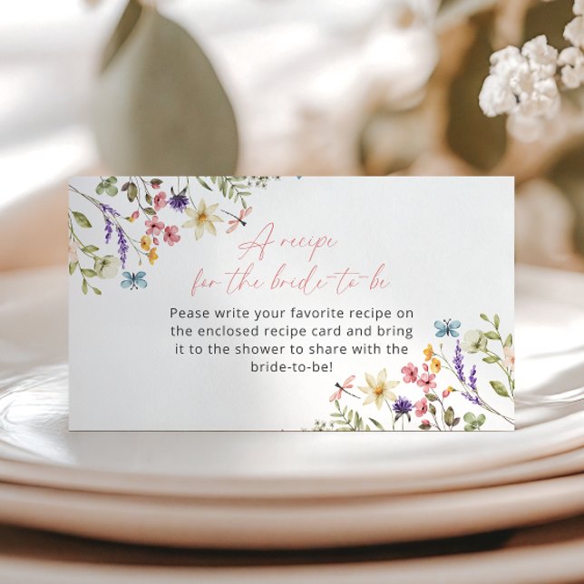 Butterfly Wildflower Bridal Shower Recipe request Enclosure Card (Creator Uploaded)