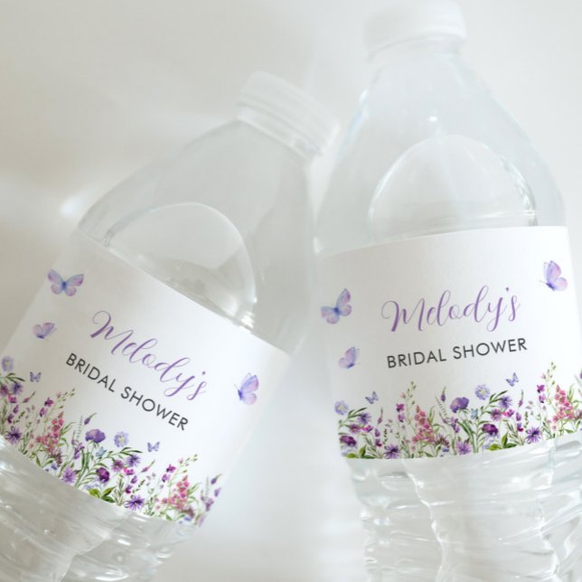 Butterfly Wildflower Bridal Shower Water Bottle Label (Butterfly Wildflower Bridal Shower Water Bottle Label)