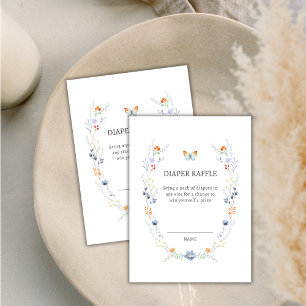 Butterfly Wildflower Diaper Raffle Baby Shower  Enclosure Card