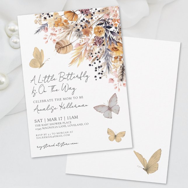 Butterfly Wildflower Fall Baby Shower Invitation (Butterfly Wildflower Fall Baby Shower Invitation)
