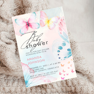 Butterfly Wildflower Floral Baby Shower Invitation