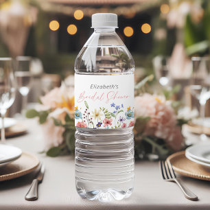 Butterfly Wildflower Garden Bridal Shower Water Bottle Label