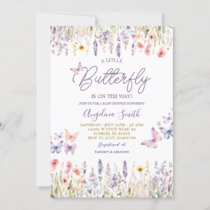 Butterfly Wildflower Garden Floral Baby Shower Invitation