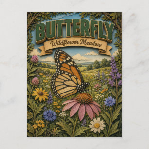 Butterfly Wildflower Meadow POPCUT Postcard