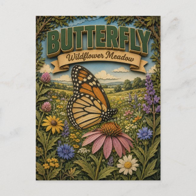 Butterfly Wildflower Meadow POPCUT Postcard (Front)
