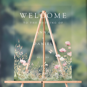 Butterfly Wildflower Wedding Acrylic Sign