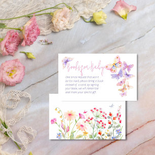 Butterfly wildflowers baby shower books request enclosure card