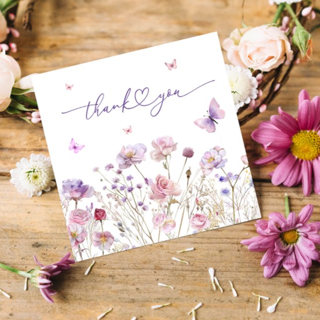 Butterfly & Wildflowers Baby Shower Thank You Card (Creator Uploaded)
