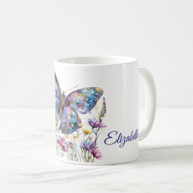 Butterfly & Wildflowers Coffee Mug (Front Right)