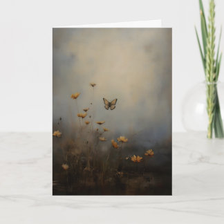 Butterfly Wildflowers Vintage Flower Art, Antique Card