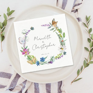 Butterfly Wildflowers Wedding Napkin
