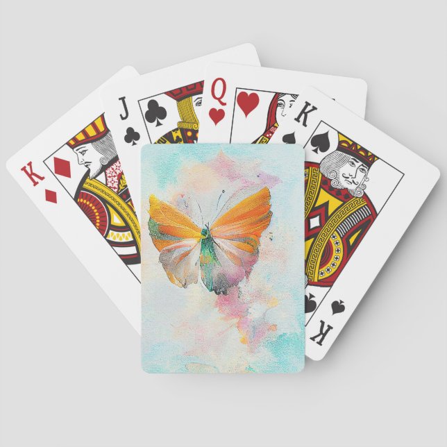 Butterfly Wildlife Animal Nature Watercolor Art  Playing Cards (Back)