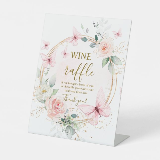 Butterfly Wine Raffle Bridal Shower Sign (Front)