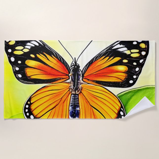 Butterfly Wing Detail Design Beach Towel (Front)