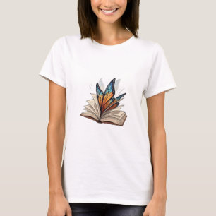 Butterfly Wings Emerging from an Open Book T-Shirt